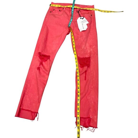 Rag & Bone Dre Capri Distressed Skinny Jeans Custom Dyed Coral Size 25 NEW! - Picture 12 of 13